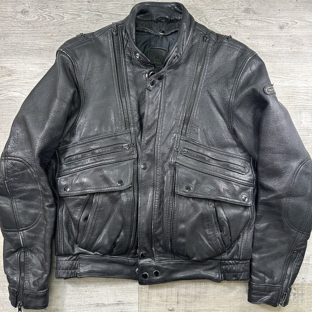 Hein Gericke Men's Leather Motorcycle Jacket with Removable Liner Size 40